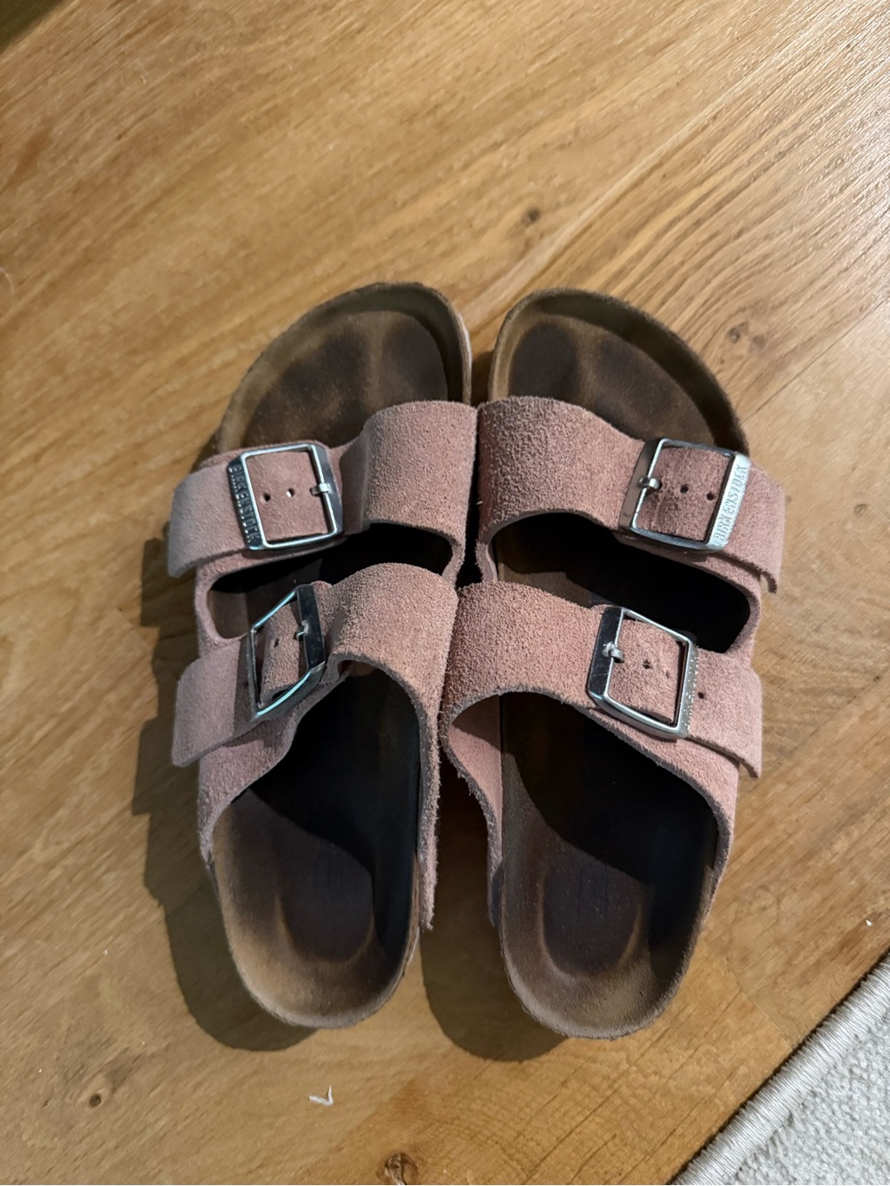 Birkenstock Kids Suede Double-Buckle Sandals in Dusty Rose